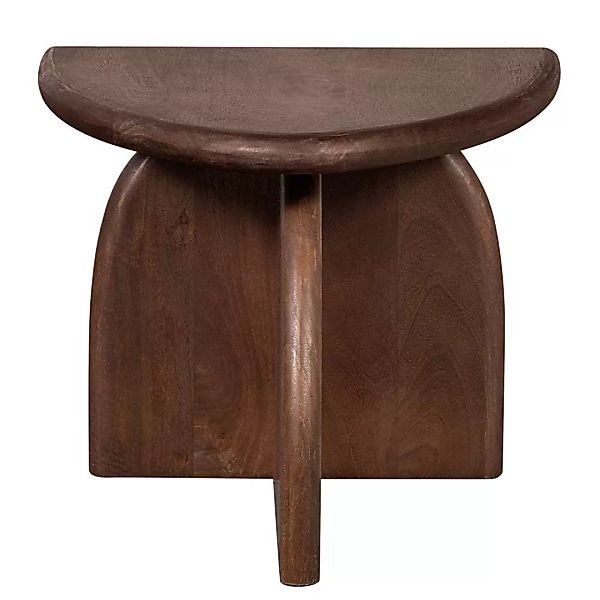 Beistelltisch Sofa Holz in Walnussfarben halbrunder Tischplatte günstig online kaufen