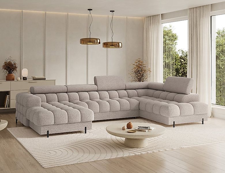 MOEBLO Ecksofa Vinca, Modernes U-Form Sofa mit Schlaffunktion, großem Staur günstig online kaufen
