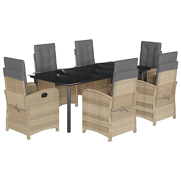 vidaXL 7-Tlg Garten-Essgruppe mit Kissen Beigemischung Poly Rattan 3212407 günstig online kaufen