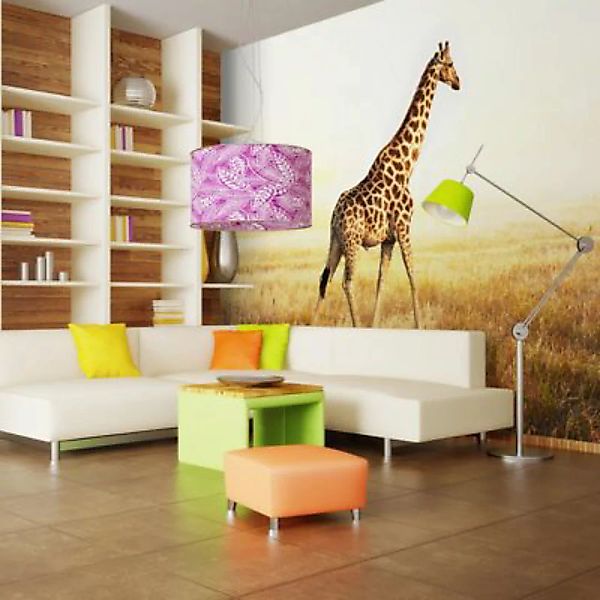 artgeist Fototapete Giraffe - Spaziergang sand Gr. 200 x 154 günstig online kaufen