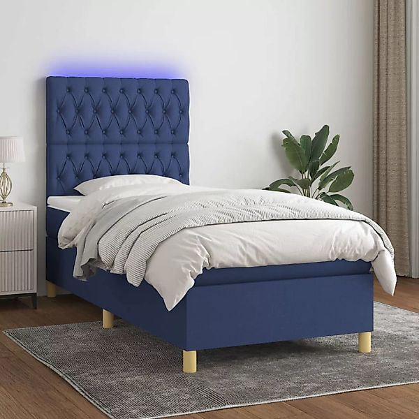 Vidaxl Boxspringbett Mit Matratze & Led Dunkelgrau 100x200 Cm Stoff günstig online kaufen
