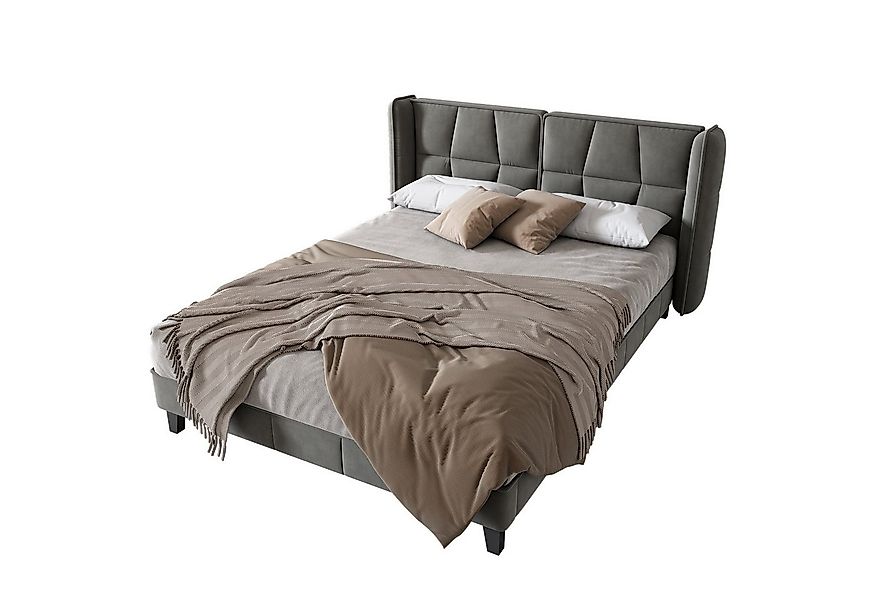 Flieks Polsterbett, Doppelbett mit Lattenrost und Kopfteil Samt 140x200cm günstig online kaufen