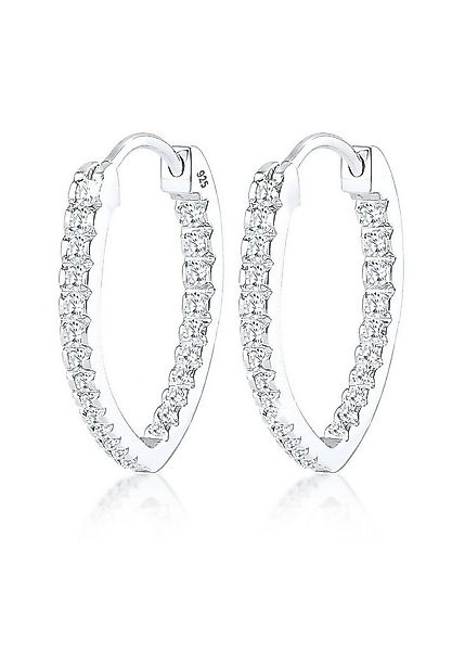 Elli Paar Creolen Creolen Oval Zirkonia Weiß 925 Sterling Silber günstig online kaufen