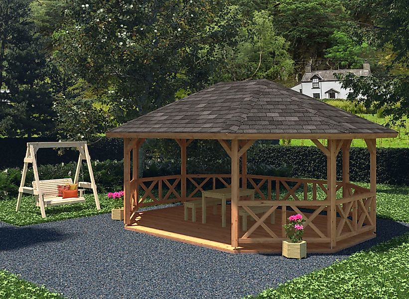 Palmako Holzpavillon "Betty", BxT: 615x551 cm, hellbraun günstig online kaufen