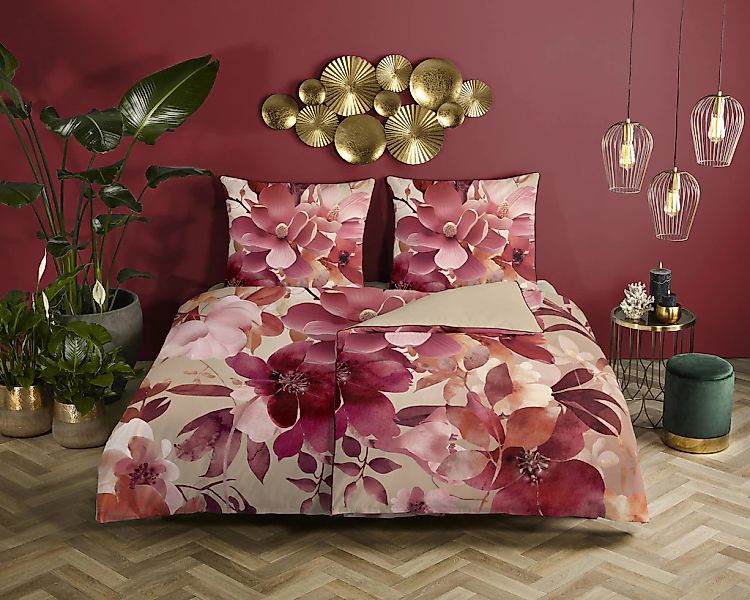 Descanso Wendebettwäsche "Chaja" 2 Stk. Satin, Reißverschluss, Paspel, Bies günstig online kaufen