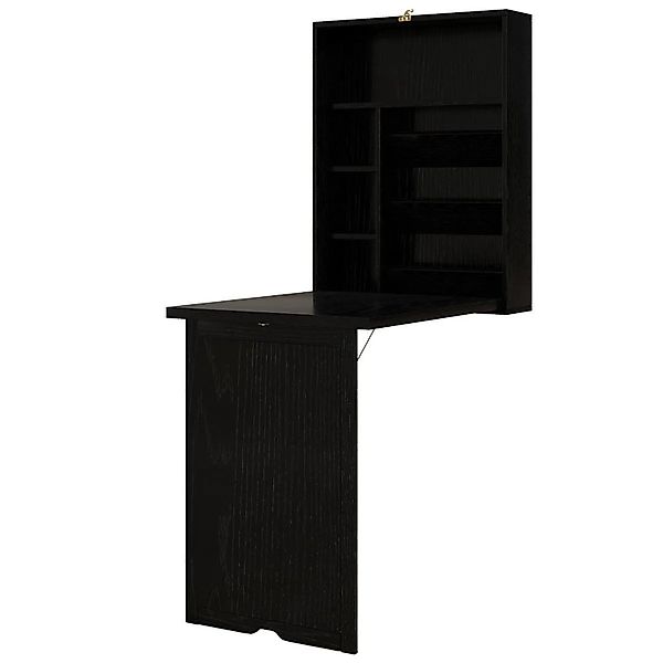 Costway Wandklapptisch mit Stauraum Klappbarer Wandtisch Schwarz günstig online kaufen