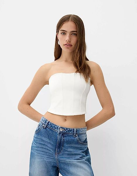 Bershka Bandeau-Top Damen M Grbrochenes Weiss günstig online kaufen