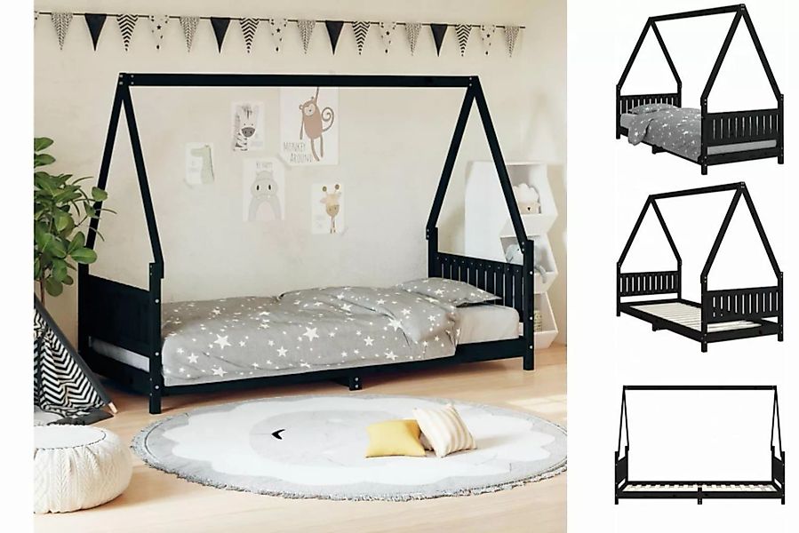 vidaXL Kinderbett Kinderbett Schwarz 80x200 cm Massivholz Kiefer günstig online kaufen
