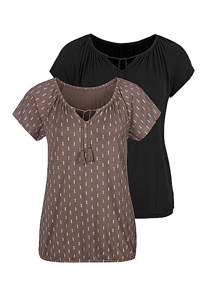 Vivance Kurzarmshirt mit leicht gerafftem Ausschnitt günstig online kaufen