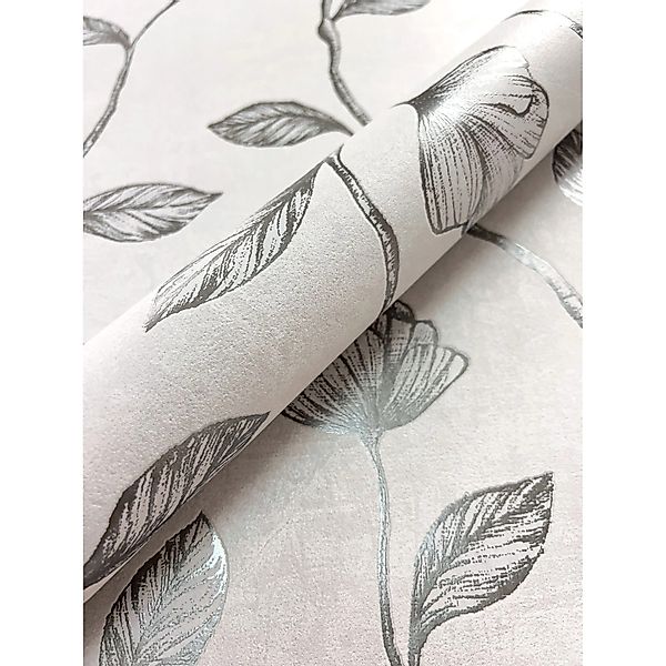 Newroom Vliestapete Koury Silver Blumen Floral FSC® günstig online kaufen