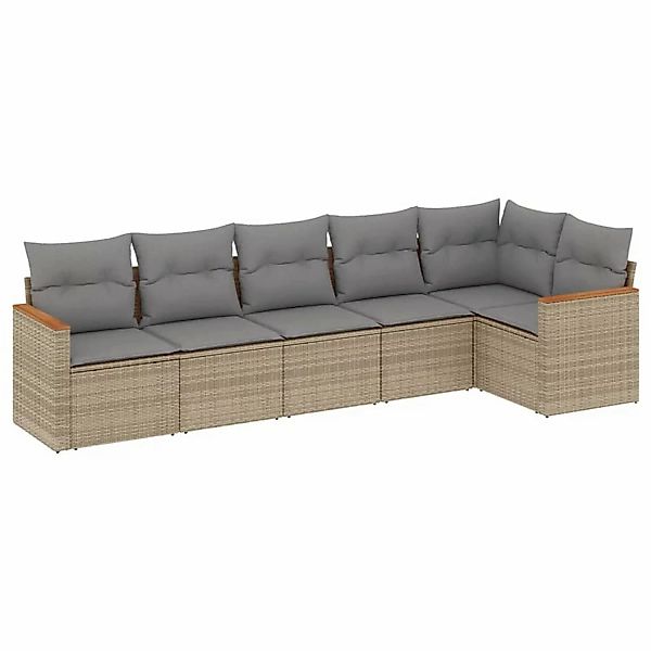 vidaXL 6-tlg Garten-Sofagarnitur mit Kissen Beige Poly Rattan Modell 276 günstig online kaufen