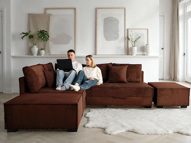 Home affaire Ecksofa inkl. Bettfunktion, Bettkasten, 3 Zierkissen, Boxsprin günstig online kaufen