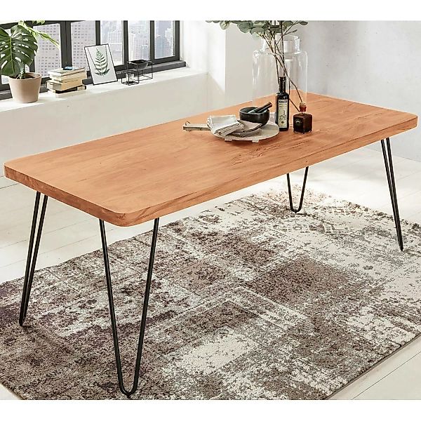 Esstisch Massivholz Akazie Esszimmer-Tisch Küchentisch modern Landhaus-Stil günstig online kaufen