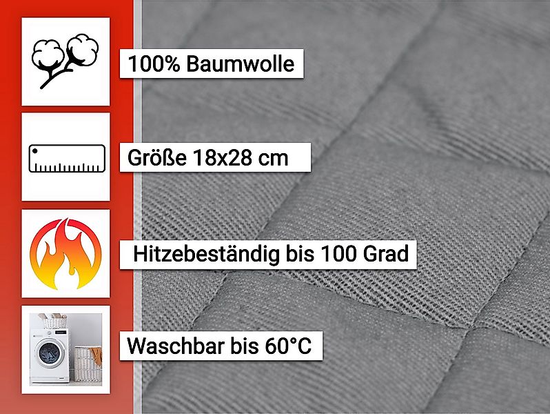 ZOLLNER Topfhandschuhe, (Set), 18 x 25 cm, 100% Baumwolle, Temperaturbestän günstig online kaufen