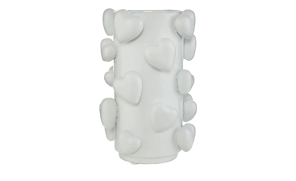 HOME STORY 3D Herz Vase   ¦ weiß ¦ Steingut ¦ Maße (cm): B: 18 H: 28 T: 17. günstig online kaufen