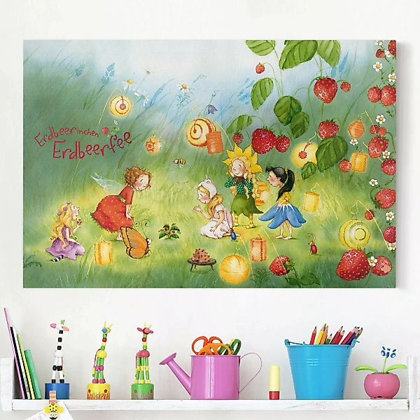 Leinwandbild Kinderzimmer - Querformat Erdbeerinchen Erdbeerfee - Laternen günstig online kaufen