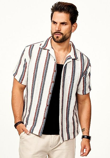 SOULSTAR Kurzarmhemd Gestreift - Freizeithemd als Kurzam Strick Retro Hemd günstig online kaufen