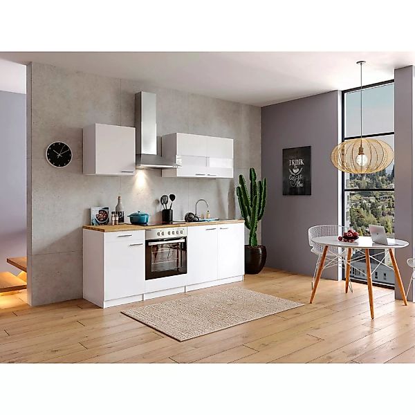 Respekta Küchenzeile KB210WWC 210 cm Weiß günstig online kaufen