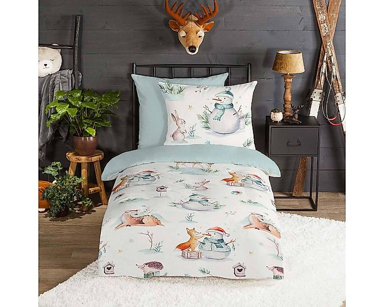 TRAUMSCHLAF Bettwäsche Schneemann Hase Igel, Flanell, 2 teilig, besonders w günstig online kaufen