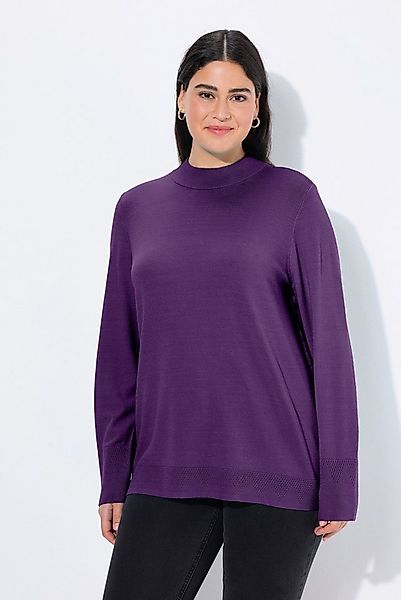 Ulla Popken Strickpullover Pullover Stehkragen Langarm Rippbündchen günstig online kaufen