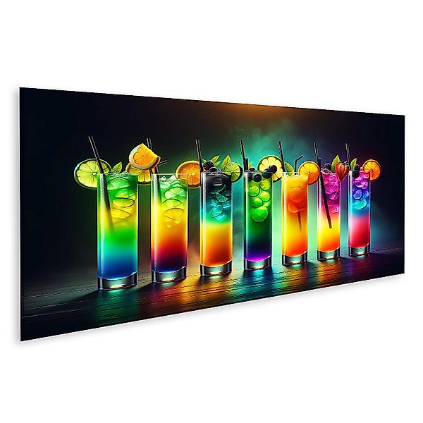 islandburner Leinwandbild Bunte Farbverläufe: Fünf Cocktails günstig online kaufen