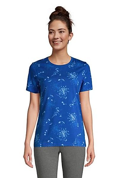 Supima Kurzarm-Shirt mit rundem Ausschnitt, Damen, Größe: L Normal, Blau, B günstig online kaufen