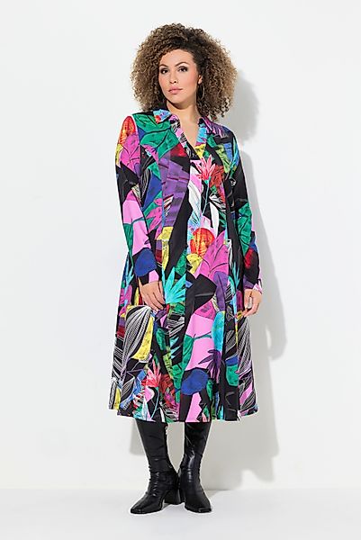 Ulla Popken Hemdblusenkleid Jerseykleid A-Linie Godetfalten günstig online kaufen