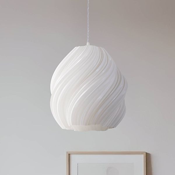 Lindby Pendelleuchte Nuvia, Ø 30 cm, weiß, 3D Druck günstig online kaufen