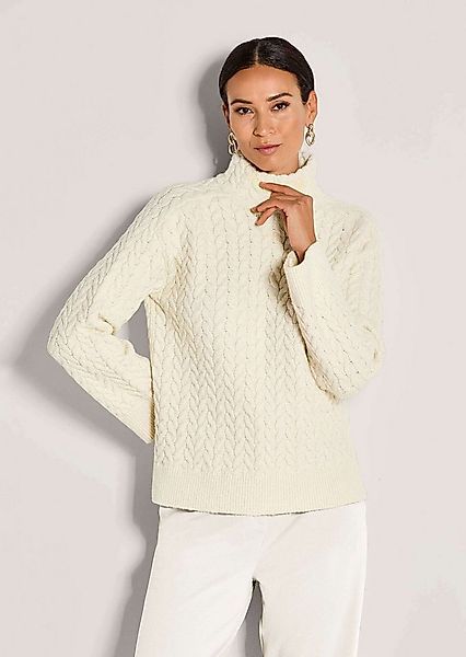 MADELEINE Strickpullover Eleganter Baumwollpullover mit Zopfmuster Winterli günstig online kaufen