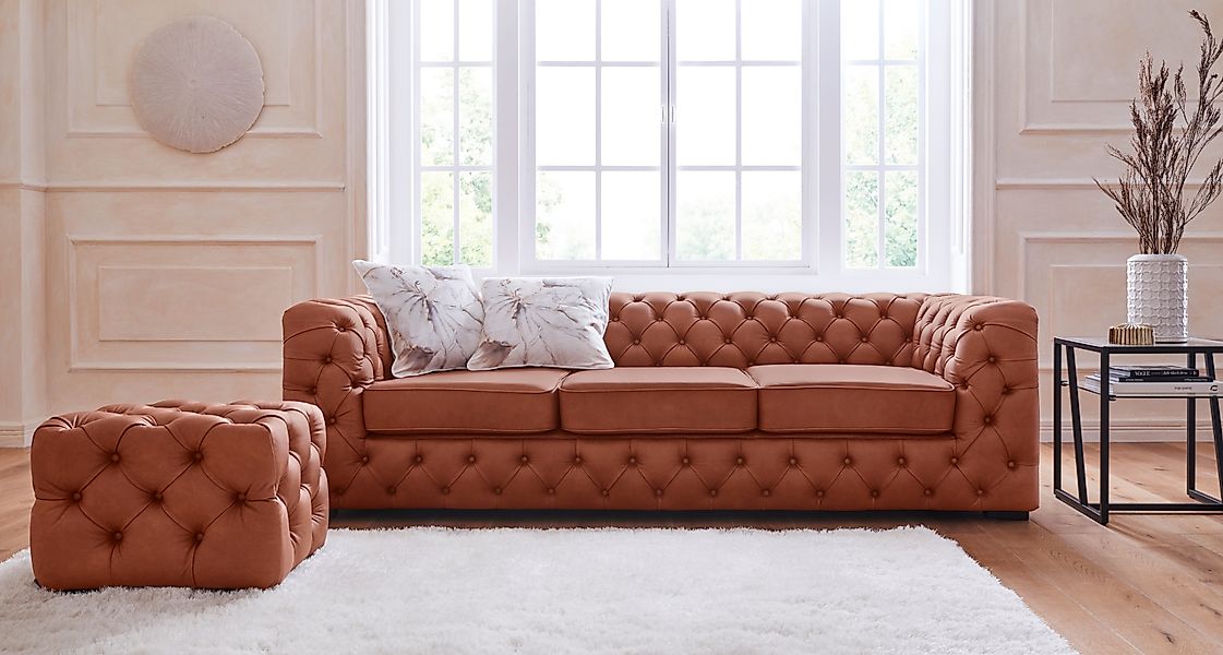 Home affaire Chesterfield-Sofa »Kalina« klassische Chesterfield-Knopfheftun günstig online kaufen