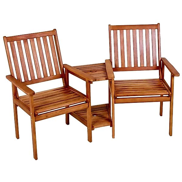 Jardinion Doppelsessel Tisch 160cm x 77cm x 96cm Eukalyptusholz Braun günstig online kaufen