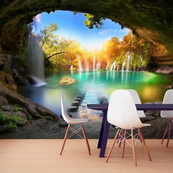 artgeist Fototapete Turquoise Lake braun Gr. 350 x 245 günstig online kaufen