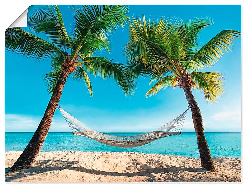 Artland Wandbild "Palmenstrand Karibik mit Hängematte", Amerika, (1 St.), a günstig online kaufen
