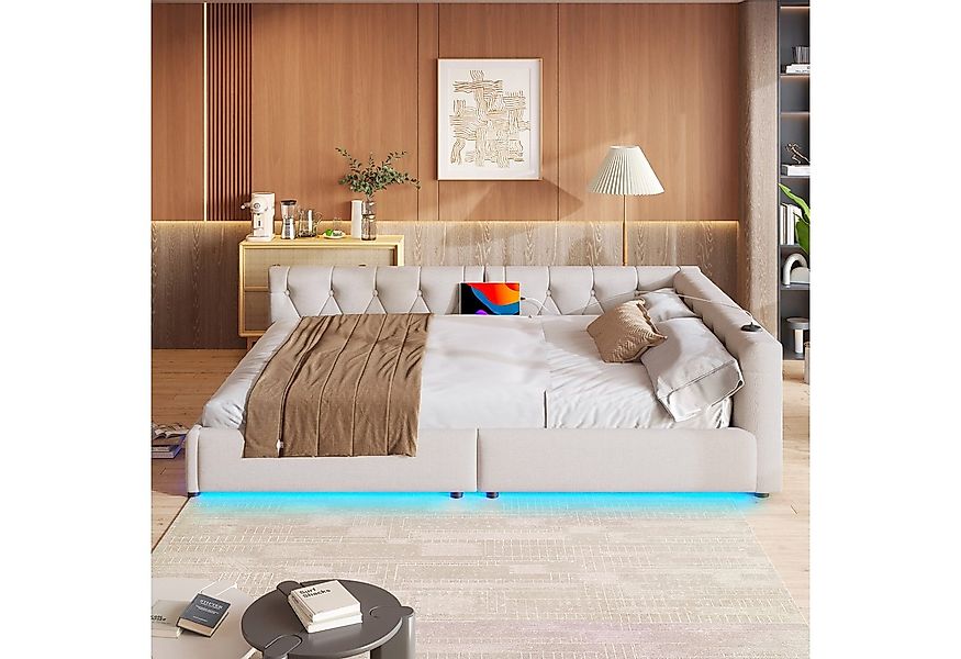 Ulife Schlafsofa Daybett, Tagesbett, Polsterbett, Jugendbett mit LED-Beleuc günstig online kaufen