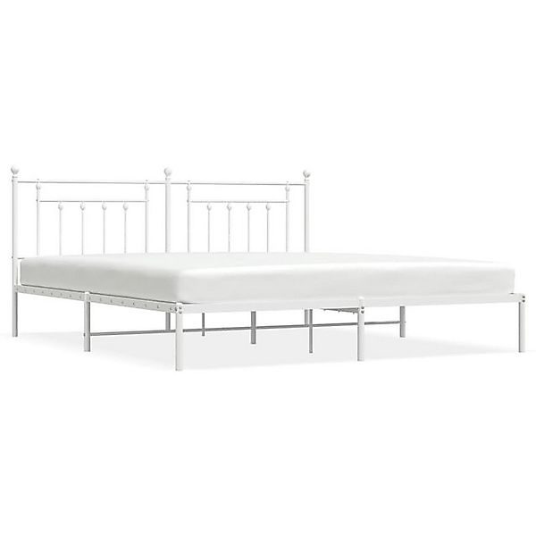 vidaXL Bettgestell, Bettrahmen mit Kopfteil Metall Weiß 193x203 cm günstig online kaufen