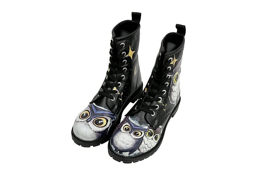 DOGO Long Boots Schnürstiefel Owls Family Black Damen Stiefeletten, Schnürb günstig online kaufen