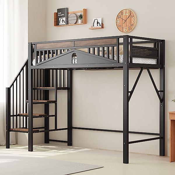 Flieks Hochbett Metallbett Kinderbett 90x200cm mit günstig online kaufen