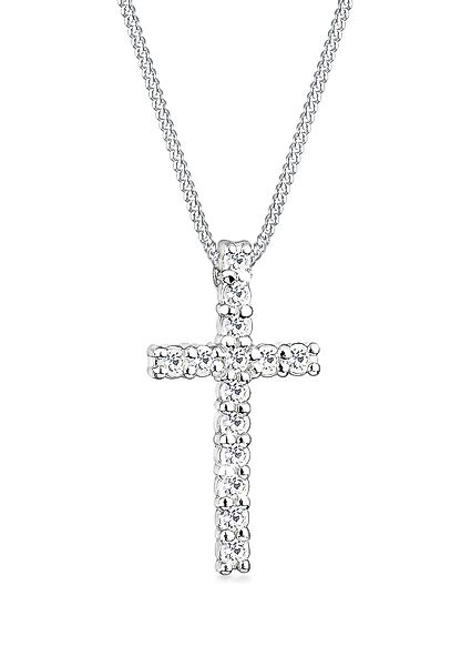 Elli Kette mit Anhänger Kreuz Weiß 925 Sterling Silber, mit Kristallen von günstig online kaufen