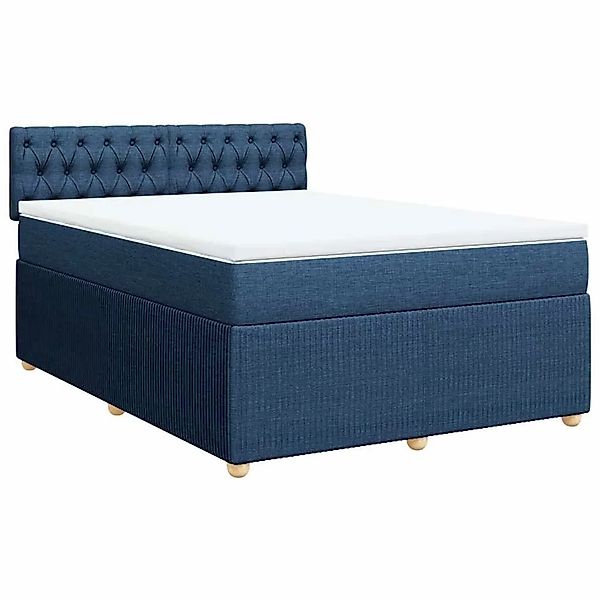 vidaXL Boxspringbett mit Matratze Blau 140x190 cm Stoff 3289764 günstig online kaufen