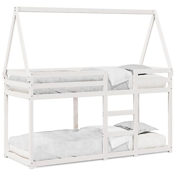 vidaXL Etagenbett mit Dach Weiß 90x200 cm Massivholz Kiefer 3282077 günstig online kaufen