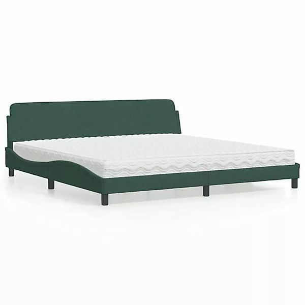 vidaXL Bett Bett mit Matratze Dunkelgrün 200x200 cm Samt günstig online kaufen