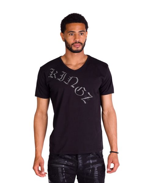 KINGZ T-Shirt Herren Strass Totenkopf T-Shirt günstig online kaufen