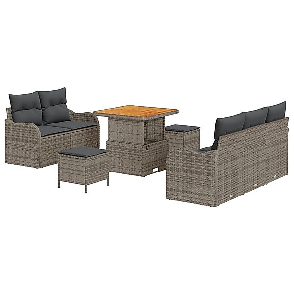 vidaXL Garten-Sofa-Set Höhenverstellbar 8-Tlg Grau Poly Rattan 3362208 günstig online kaufen