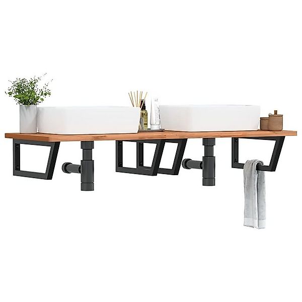 vidaXL Waschbeckenschrank Waschbeckenregal Wandmontage Stahl und Massivholz günstig online kaufen