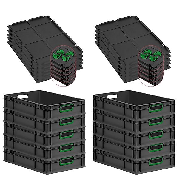PROREGAL SparSet 10x Eurobox Nextgen Color Mit Auflagedeckel HxBxT 12x40x60 günstig online kaufen