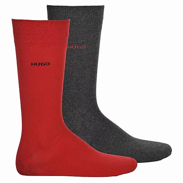HUGO Herren Socken 2er Pack - RS Uni CC, Kurzsocken, einfarbig Rot/Schwarz günstig online kaufen