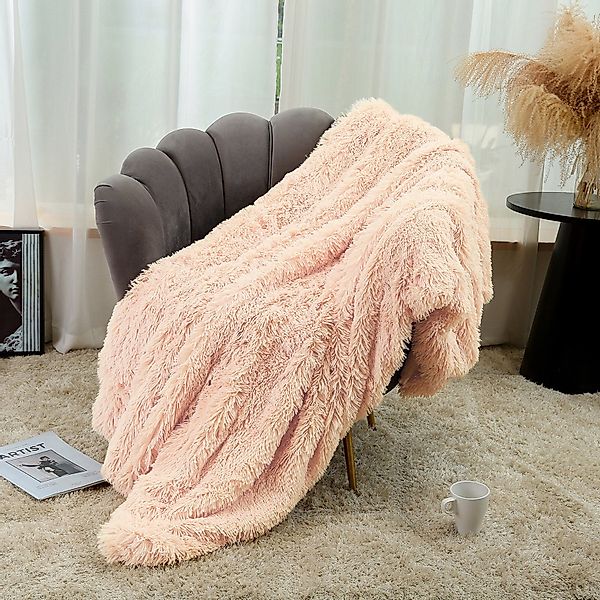 Rosnek Tagesdecke Warm, Flanell, lang zottelig günstig online kaufen