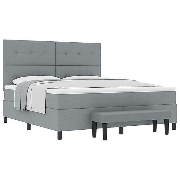 vidaXL Bett Boxspringbett mit Matratze & Bank Hellgrau 180x200 cm Stoff (2- günstig online kaufen