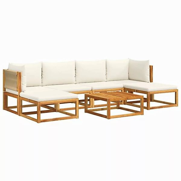 vidaXL Loungesofa 7-tlg. Garten-Sofagarnitur mit Kissen Massivholz, 1 Teile günstig online kaufen