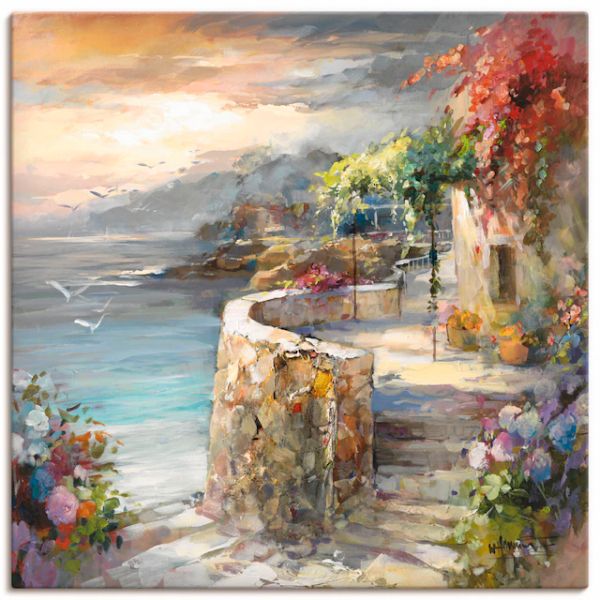 Artland Wandbild »Möwen und Sonnenuntergang« Gewässer 1 Stk. tlg. als Leinw günstig online kaufen